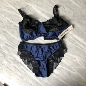 Fortnight Ivy Longline Bra and Undies (Navy/Black)
